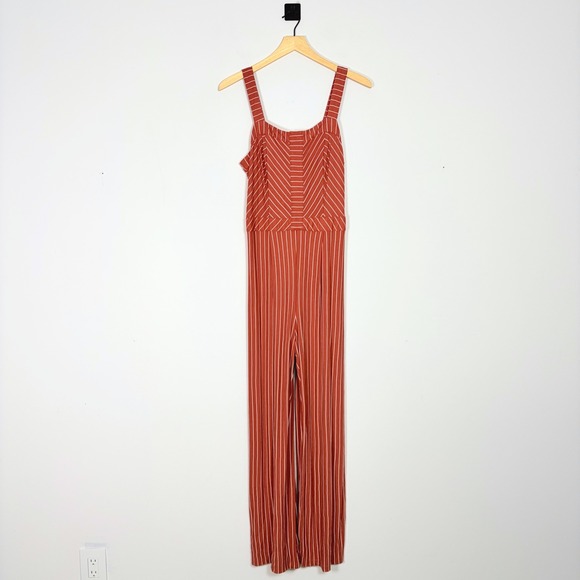 Anthropologie Skies Are Blue Striped Wide Leg Jumpsuit Size Medium Boho Coastal - Picture 2 of 7